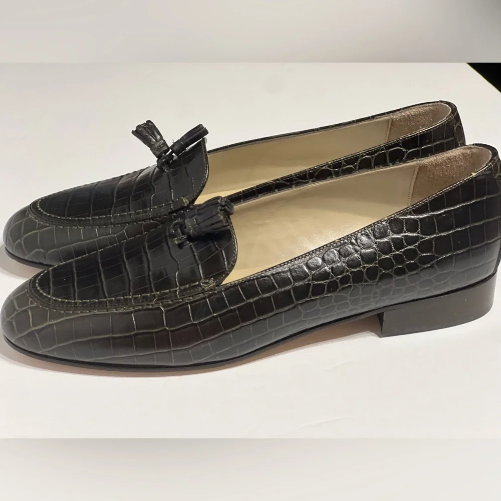 Vintage  Made In Italy Croc embossed Talbots flats Italy Size 9 1/2